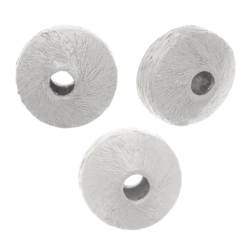 6x4mm Brushed effect flattened bicones - Silver Tone x5g approx. 15 pieces