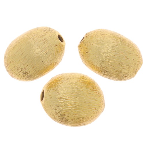 10x8mm Brushed-effect olive beads - Gold Tone x10