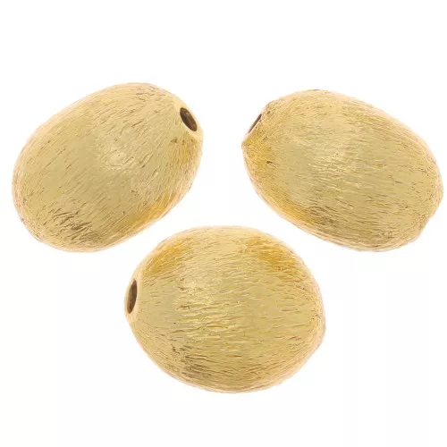 10x8mm Brushed-effect olive beads - Gold Tone x10
