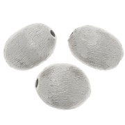 10x8mm Brushed-effect olive beads - Silver Tone x10|raw }}