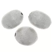 10x8mm Brushed-effect olive beads - Silver Tone x10