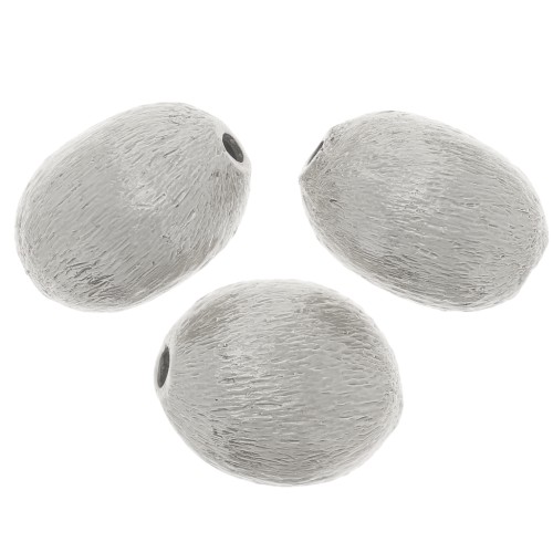 10x8mm Brushed-effect olive beads - Silver Tone x10