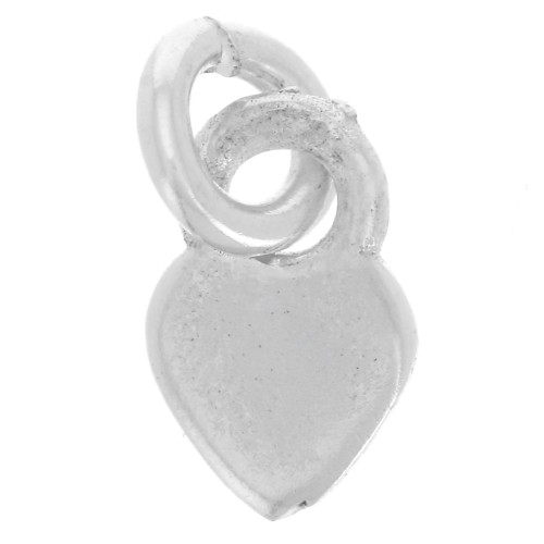 Heart charm 6.5x4 mm with open ring - 925 Sterling Silver x1
