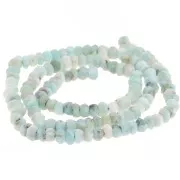 Perles rondes aplaties facettées 4x3 mm pierre gemme  - Larimar x32cm