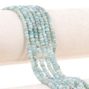 4x3mm Round flattened faceted gemstone beads - Larimar x32cm
