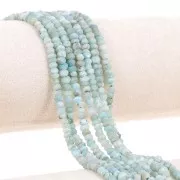 4x3mm Round flattened faceted gemstone beads - Larimar x32cm