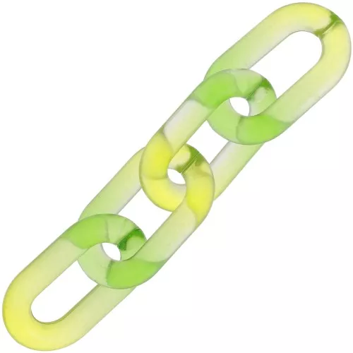 39x23mm Oval acrylic link bicolor transparent - Green - Yellow x1