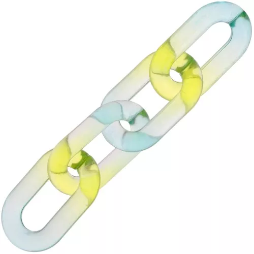 39x23mm Oval acrylic link bicolor transparent - Light blue - Yellow x1