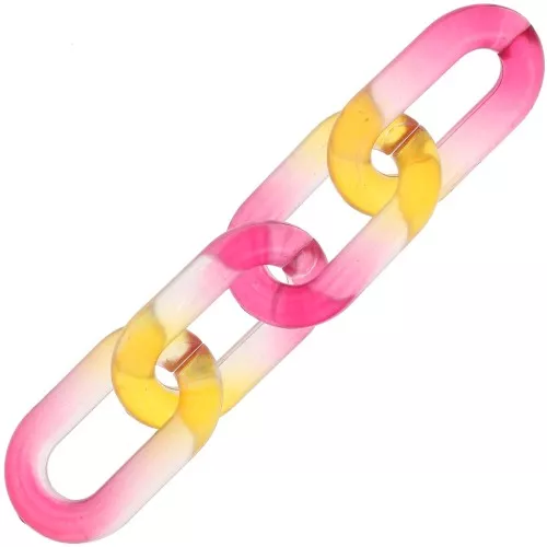 39x23mm Oval acrylic link bicolor transparent - Pink - Orange x1