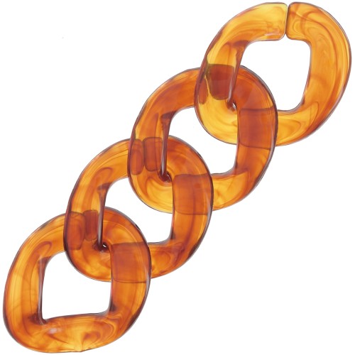 40x33mm Oval twisted transparent acrylic link - Marbled Amber x1