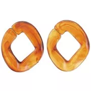 40x33mm Oval twisted transparent acrylic link - Marbled Amber x1
