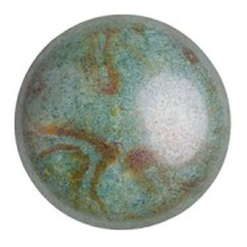 8mm Round glass cabochons by Puca® - Vert Gris Marbré Ceramic Look x10