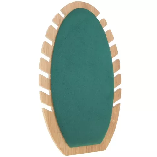 27.5x16cm Jewelry holder for necklace - oval shape - Bamboo - Suede Green x1