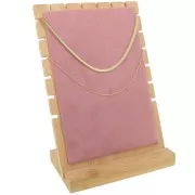 25x17cm bamboo Jewelry box for necklace - rectangle shape - suede Pink x1