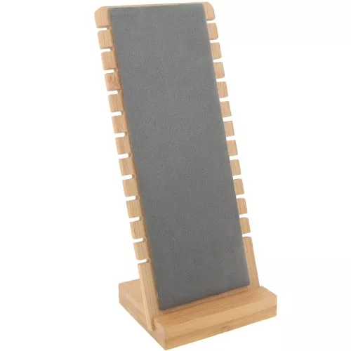 27x11cm Jewelry necklace holder - rectangle shape Bamboo - Suede Grey x1
