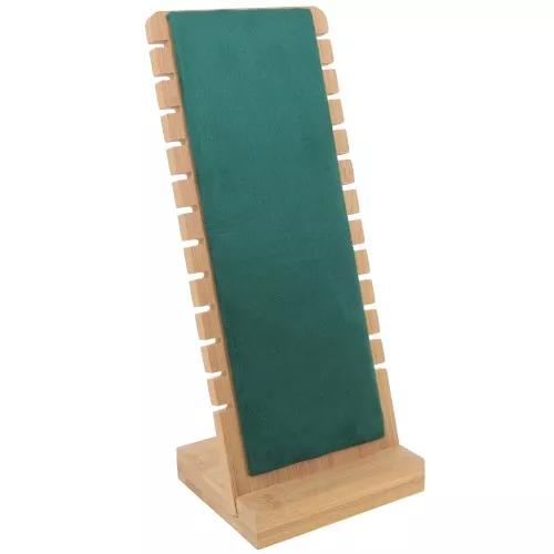 27x11cm Jewelry necklace holder - rectangle shape Bamboo - Suede Green x1