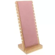 27x11cm Jewelry necklace holder - rectangle shape Bamboo - Suede Pink x1