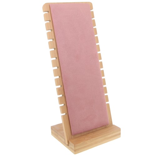 27x11cm Jewelry necklace holder - rectangle shape Bamboo - Suede Pink x1