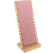 27x11cm Jewelry necklace holder - rectangle shape Bamboo - Suede Pink x1