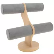 24x24cm Jewellery display for bracelets - bamboo - Suede Grey x1