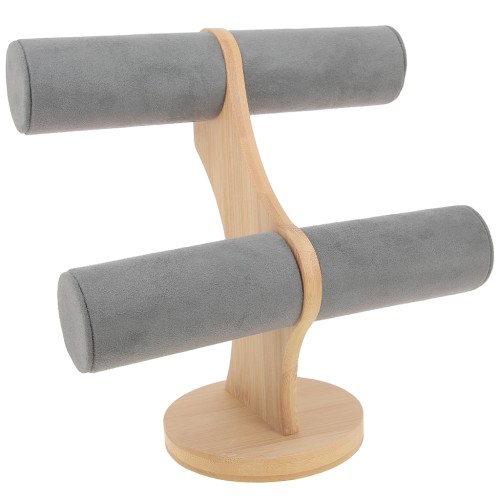 24x24cm Jewellery display for bracelets - bamboo - Suede Grey x1