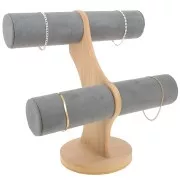 24x24cm Jewellery display for bracelets - bamboo - Suede Grey x1