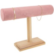 19x25cm Jewelry holder for bracelets Bamboo - suede Pink x1