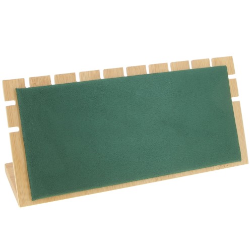 11x25cm Jewelry necklace holder - rectangle shape Bamboo - Suede Green x1