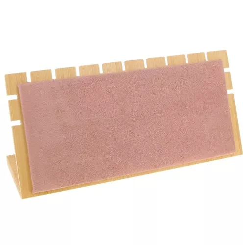 11x25cm Jewelry necklace holder - rectangle shape Bamboo - Suede Pink x1