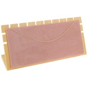 11x25cm Jewelry necklace holder - rectangle shape Bamboo - Suede Pink x1
