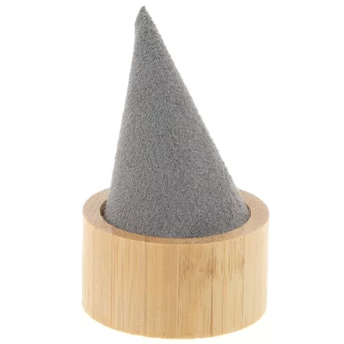 60x40mm Cone-shaped ring holder - Bamboo - Suede Grey x1