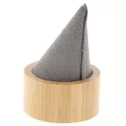 60x40mm Cone-shaped ring holder - Bamboo - Suede Grey x1