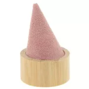 60x40mm Cone-shaped ring holder - Bamboo - Suede Pink x1