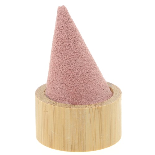 60x40mm Cone-shaped ring holder - Bamboo - Suede Pink x1