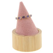 60x40mm Cone-shaped ring holder - Bamboo - Suede Pink x1