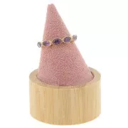 60x40mm Cone-shaped ring holder - Bamboo - Suede Pink x1