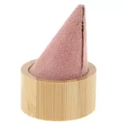 60x40mm Cone-shaped ring holder - Bamboo - Suede Pink x1