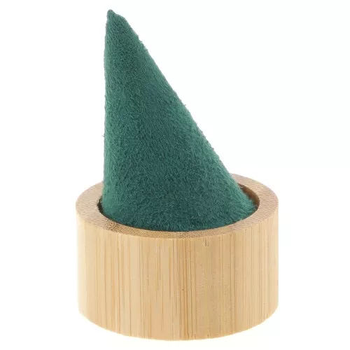 60x40mm Cone-shaped ring holder - Bamboo - Suede Green x1