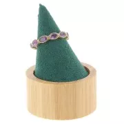 60x40mm Cone-shaped ring holder - Bamboo - Suede Green x1