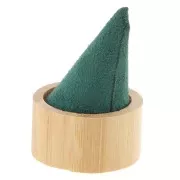 60x40mm Cone-shaped ring holder - Bamboo - Suede Green x1