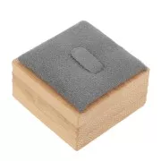 40x40mm Jewelry box - Ring with tongue - Bamboo - Suede Grey x1