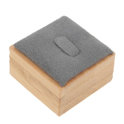 40x40mm Jewelry box - Ring with tongue - Bamboo - Suede Grey x1