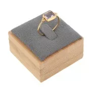 40x40mm Jewelry box - Ring with tongue - Bamboo - Suede Grey x1