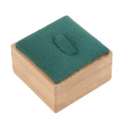 40x40mm Jewelry box - Ring with tongue - Bamboo - Suede Green x1|raw }}