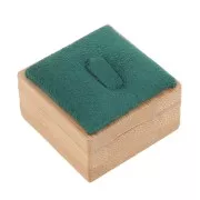 40x40mm Jewelry box - Ring with tongue - Bamboo - Suede Green x1