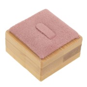 40x40mm Jewelry box - Ring with tongue - Bamboo - Suede Pink x1