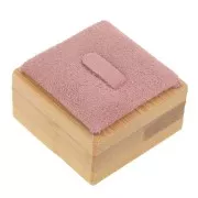 40x40mm Jewelry box - Ring with tongue - Bamboo - Suede Pink x1