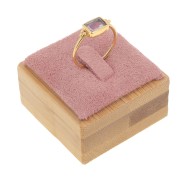 40x40mm Jewelry box - Ring with tongue - Bamboo - Suede Pink x1