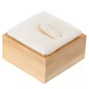 40x40mm Jewelry box - Ring with tongue - Bamboo - Suede Beige x1
