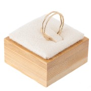 40x40mm Jewelry box - Ring with tongue - Bamboo - Suede Beige x1
